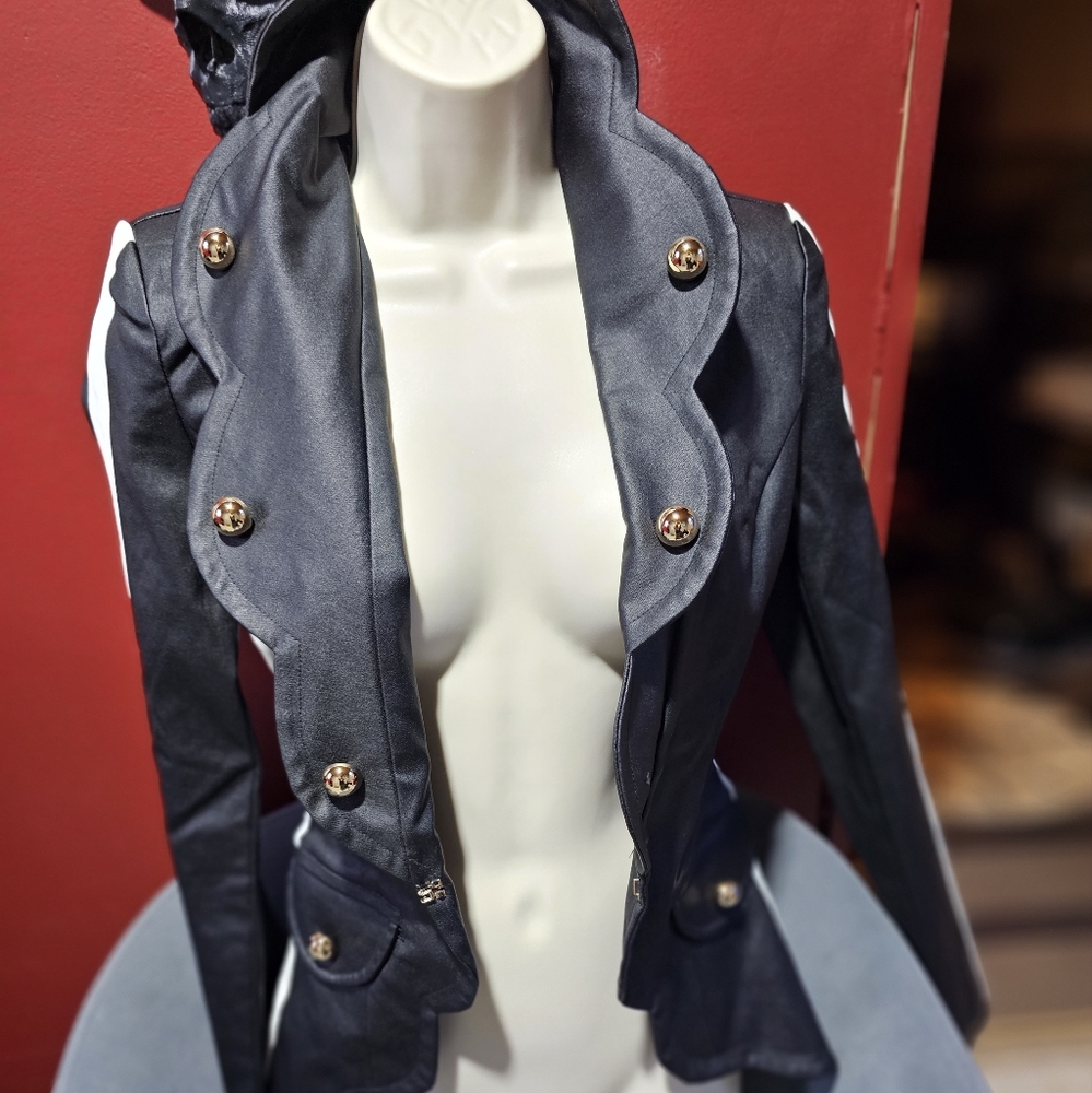 Akira Black and White Stripe Pleather Blazer